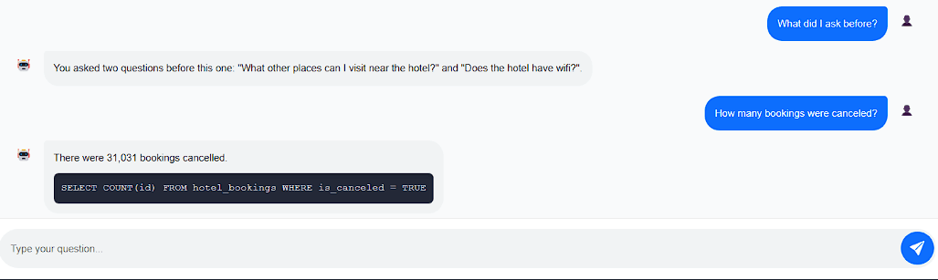 Hotel booking SQL + RAG Chatbot